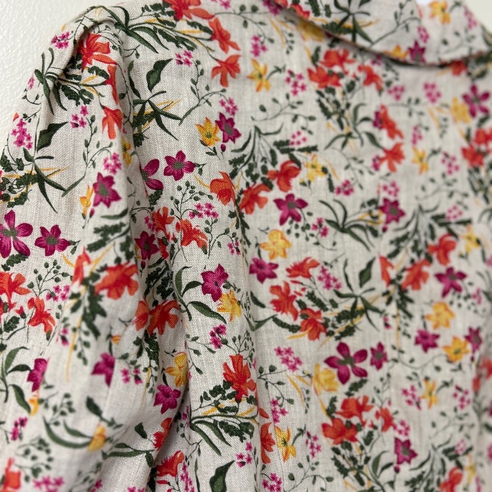Forever 21 Red & beige Floral Blazer Lightweight Suit Jacket size XS 100% Linen - Picture 11 of 13